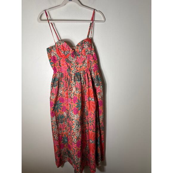 NWT Olivaceous Orange Floral Maxi Dress Sz M - Picture 1 of 3